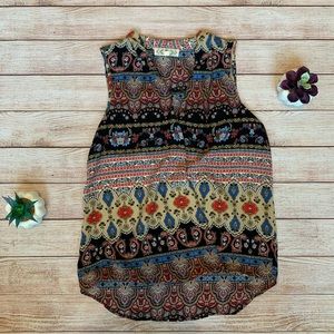 ✨5/$25✨ Pink Rose • boho print wrap v neck top